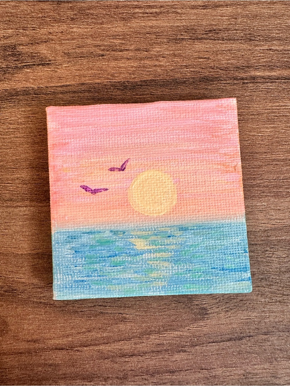 Pastel Sunset Mini Canvas Art — Pink, Yellow & Blue - Picture 2 of 3